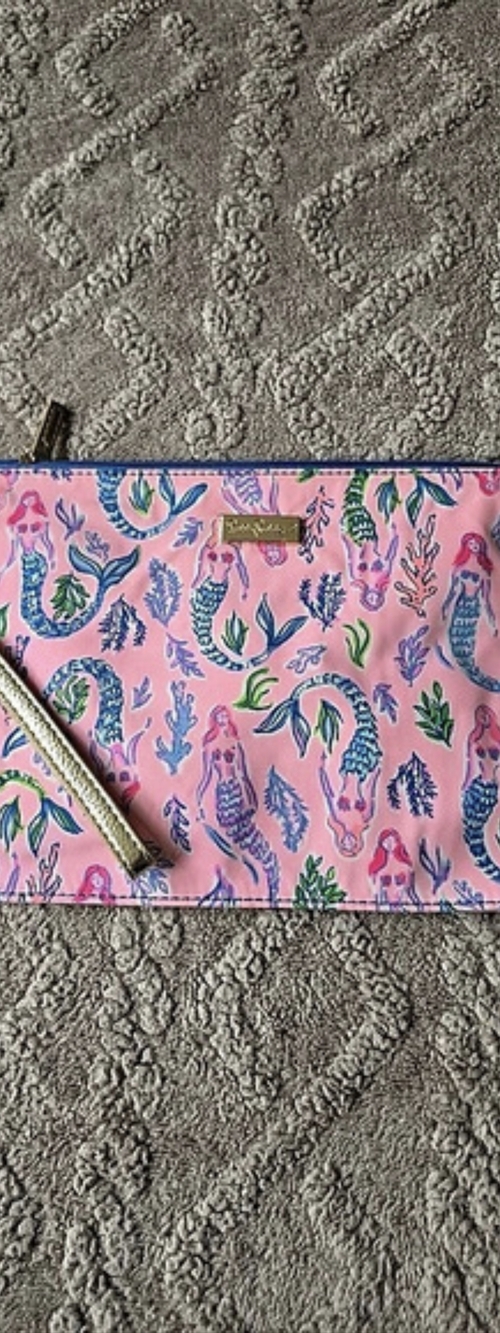Lilly Pulitzer Mermaid in the Shade Pouch Wristlet Pink & Blue